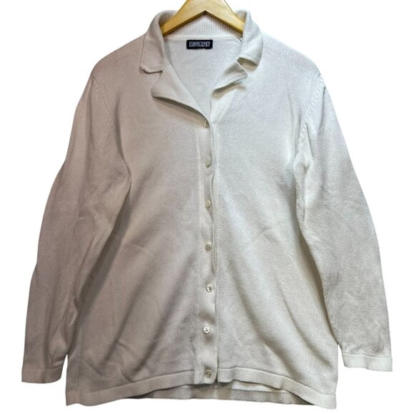 Lands' End Direct Merchants Womens Button Up Cardigan Sweater XL? White - Picture 1 of 10